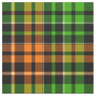Tecido Desenho Xadrez Tartan Preto Laranja Verde 