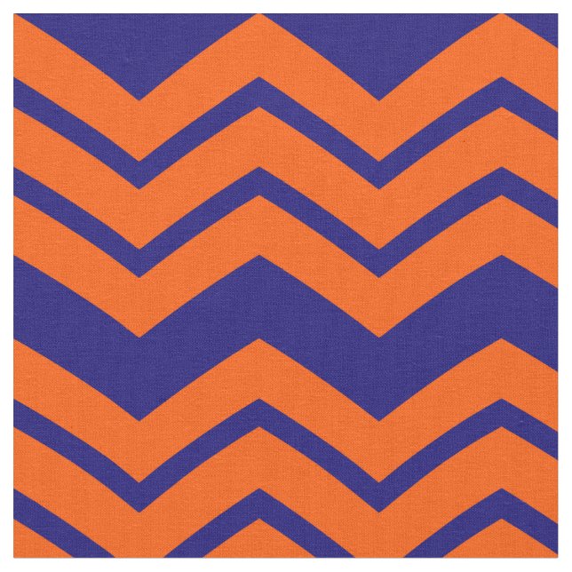 Tecido Desenho Ziguezague Chevron Azul Laranja (Detalhe)