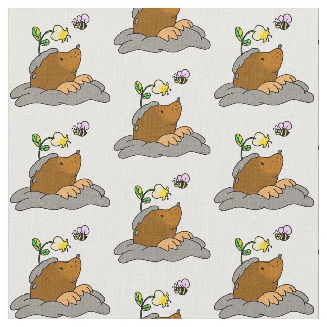 Tecido desenhos animados bonitos da toupeira com um teste (Detalhe)