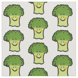 Tecido desenhos animados bonitos dos brócolos do