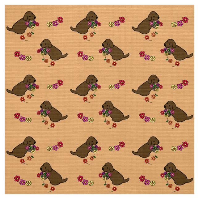 Tecido Desenhos animados da cesta da flor do filhote de (Modelo)