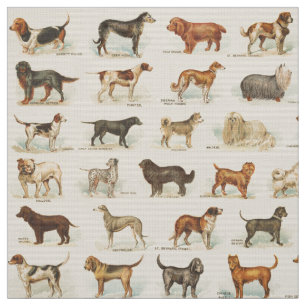 Tecido Desenhos de Cão Vintage Padrão