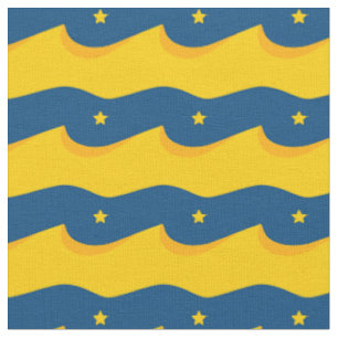 Tecido Deserto à noite - um padrão azul e amarelo