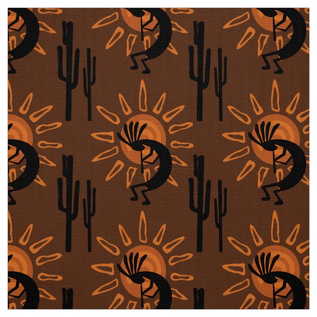 Tecido Deserto de Kokopelli Southwest Sun Brown (Modelo)