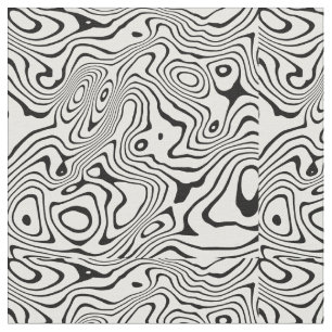 Tecido Design abstrato do espiral líquido branco preto