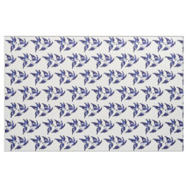Tecido Design azul clássico dos pássaros do salgueiro