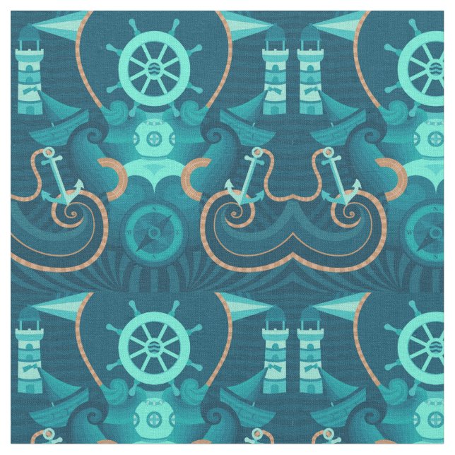 Tecido Design azul náutico (Detalhe)
