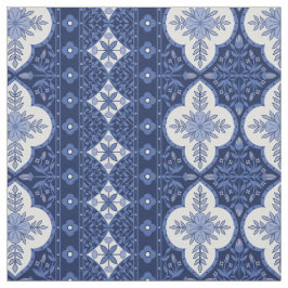 Tecido Design boêmico branco-azul