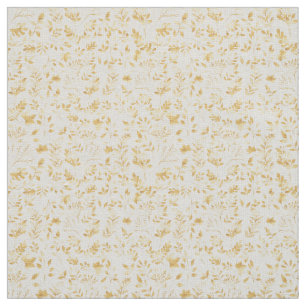 Tecido Design branco de folhagem Dourada Elegante