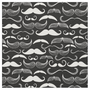 Tecido Design branco engraçado do bigode no preto