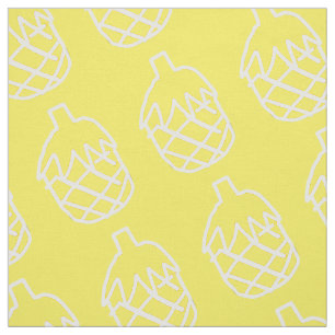 Tecido Design branco simples moderno do abacaxi do esboç