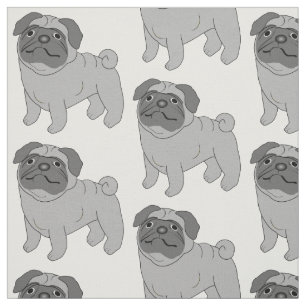 Tecido Design cinzento do cão do Pug