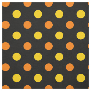 Tecido Design de bolinhas pretas e laranja amarelo 