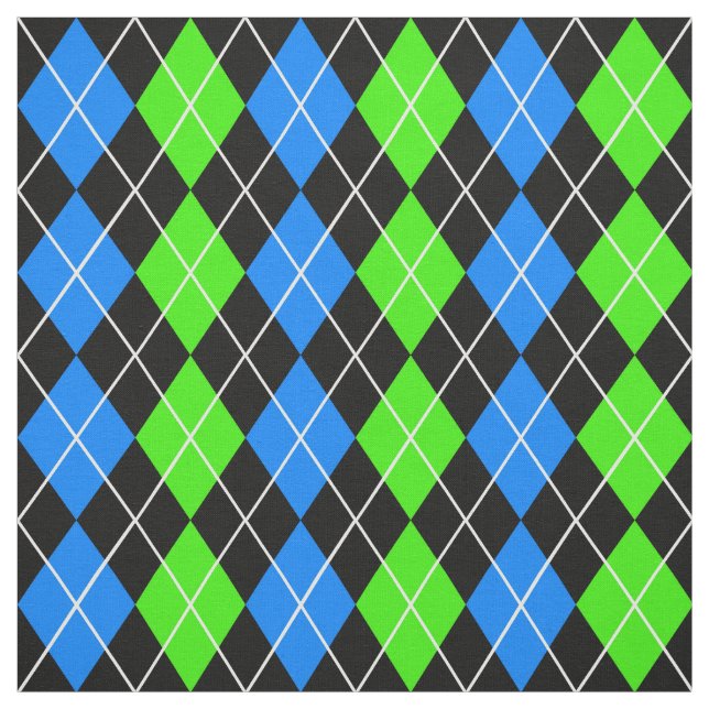 Tecido Design de Diamante de Argyle Preto Verde Azul (Modelo)