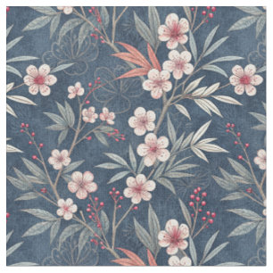Tecido Design de Flor de Cerejeira Japonesa Rosa Vintage