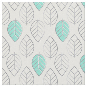 Tecido Design de Folha de Prata e Turquesa