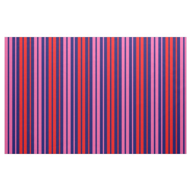 Tecido Design de Listras Verticais Azul Marinho Rosa Verm (Fat Quarter)