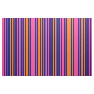 Tecido Design de Listras Verticais Laranja Azul Rosa  