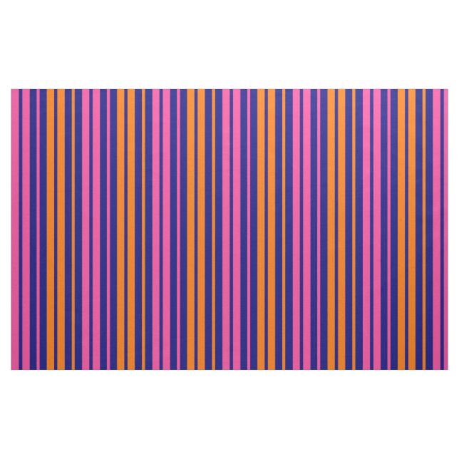 Tecido Design de Listras Verticais Laranja Azul Rosa   (Fat Quarter)