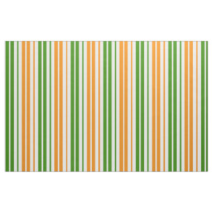 Tecido Design de Listras Verticais Laranja Branco Verde  