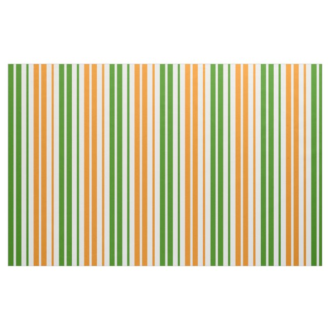 Tecido Design de Listras Verticais Laranja Branco Verde   (Fat Quarter)