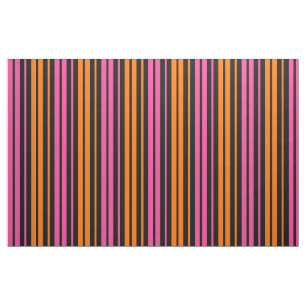 Tecido Design de Listras Verticais Laranja Preto Rosa
