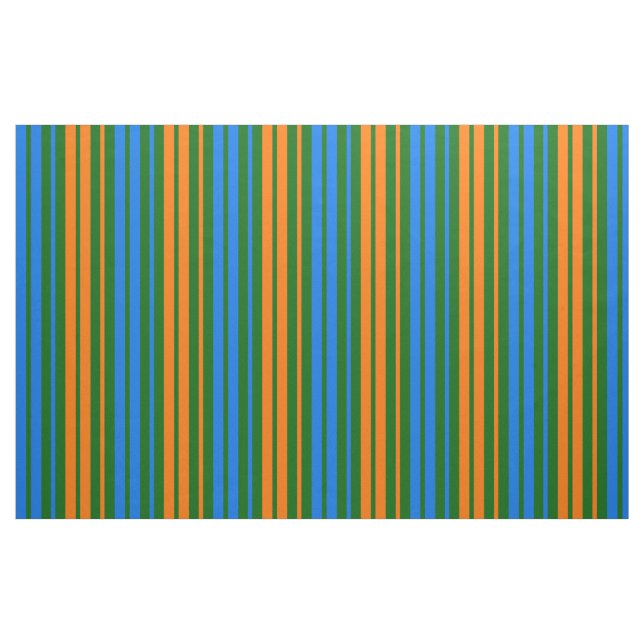 Tecido Design de Listras Verticais Laranja Verde Azul   (Fat Quarter)