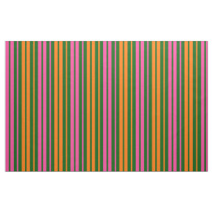 Tecido Design de Listras Verticais Laranja Verde Rosa  