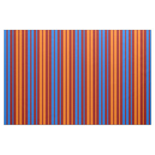 Tecido Design de Listras Verticais Laranja Vermelho Azul 