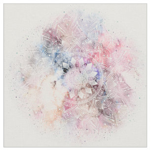 Tecido Design de mandala branco de cor branca