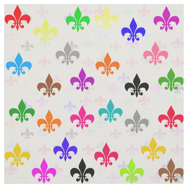 Tecido Design de padrão branco colorido Fleur-de-lis (Modelo)