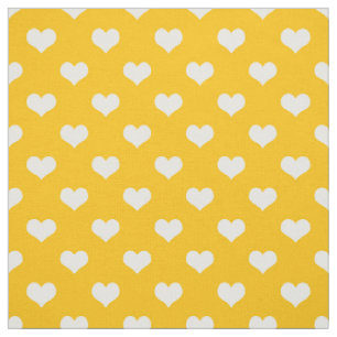 Tecido Design de Padrão Coração de Amor Branco Amarelo