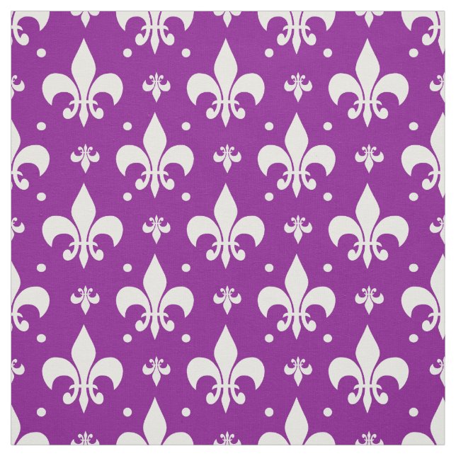 Tecido Design de padrão da Fleur-de-lis de fundo roxo (Modelo)