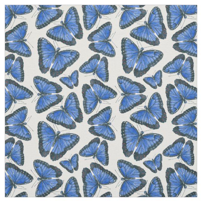 Tecido Design de padrão de borboleta morfo azul (Modelo)