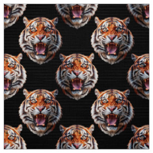 Tecido Design de Padrão de Cabeça Tiger - Preto