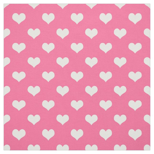 Tecido Design de Padrão de Coração de Amor Branco Rosa (Modelo)