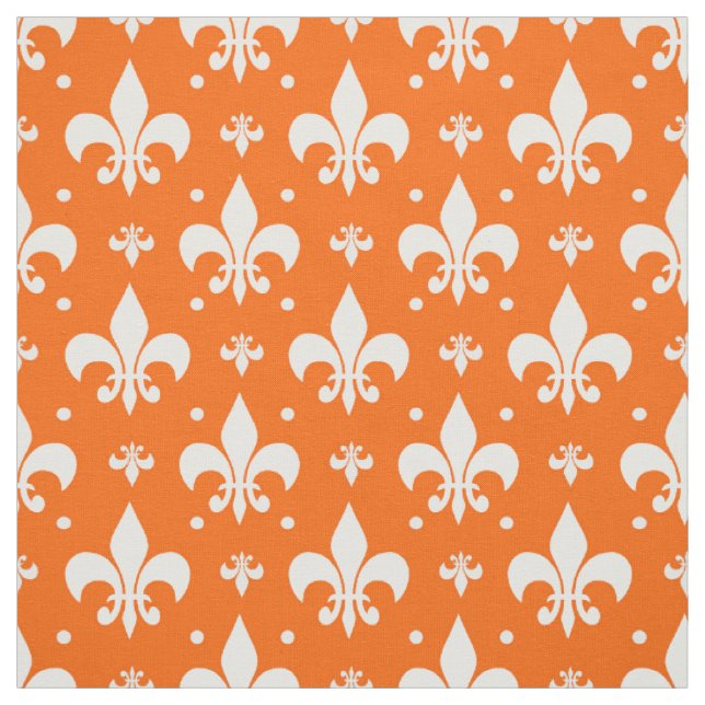 Tecido Design de Padrão de Fleur-de-lis de Fundo Laranja (Modelo)