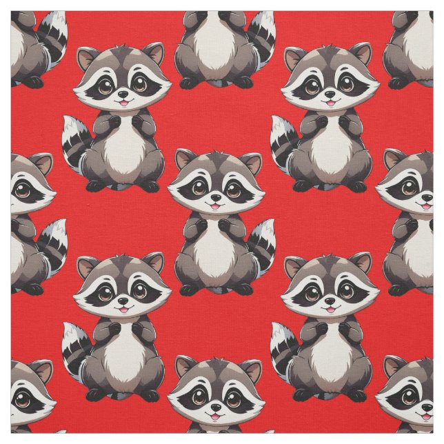 Tecido Design de padrão de guaxinim vermelho (Modelo)