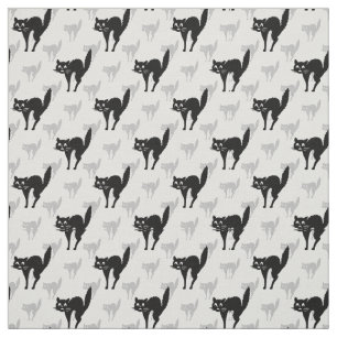 Tecido Design de Padrão de Repetição de Gato Preto