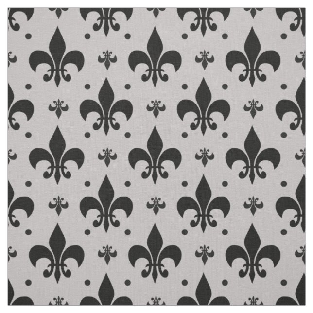Tecido Design de Padrão Fleur-de-lis - Fundo da cinza (Modelo)