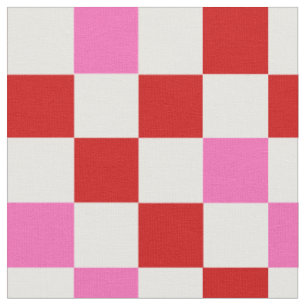 Tecido Design de padrão xadrez vermelho branco rosa