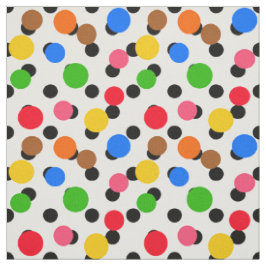 Tecido Design de pontos de polca coloridos em fundo branc