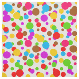 Tecido Design de pontos de polca coloridos em fundo branc