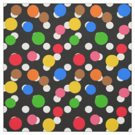 Tecido Design de pontos de polca coloridos em fundo preto