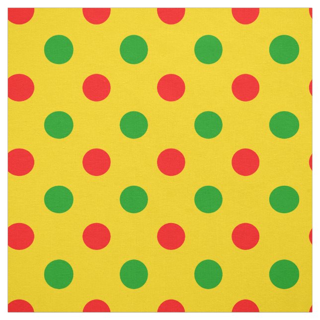 Tecido Design de Pontos Polka Amarelo Vermelho Verde  (Modelo)