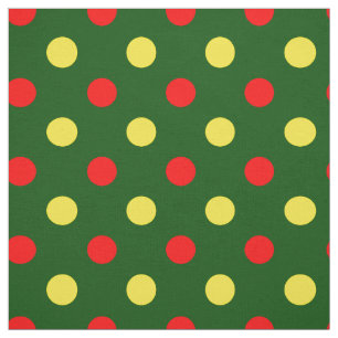 Tecido Design de Pontos Polka Amarelos e Vermelhos em Ver