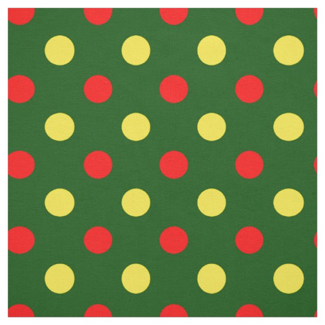 Tecido Design de Pontos Polka Amarelos e Vermelhos em Ver (Modelo)