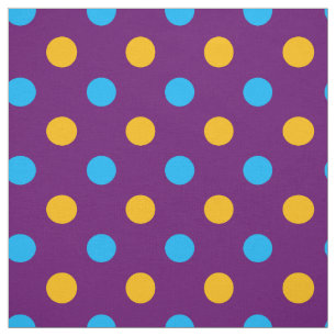 Tecido Design de Pontos Polka Azuis Amarelos Roxos