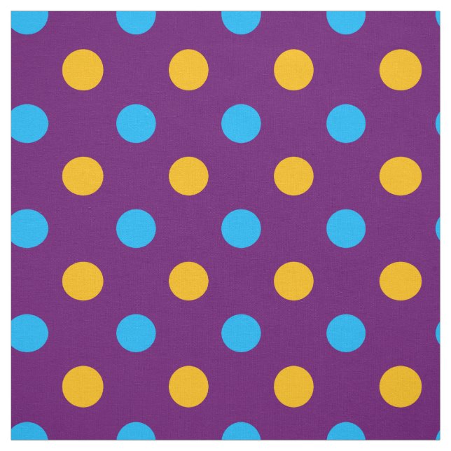 Tecido Design de Pontos Polka Azuis Amarelos Roxos (Modelo)