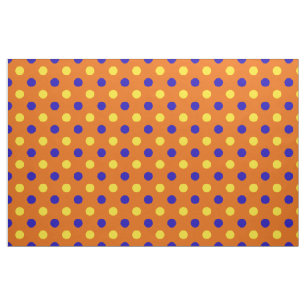 Tecido Design de Pontos Polka Laranja Azul Amarelo